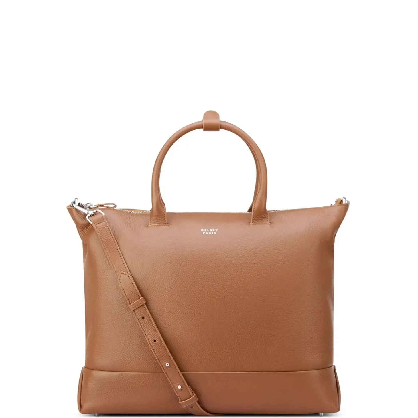 Delsey Leather Collection Zippered Tote Bag