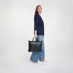 Delsey Leather Collection Zippered Tote Bag