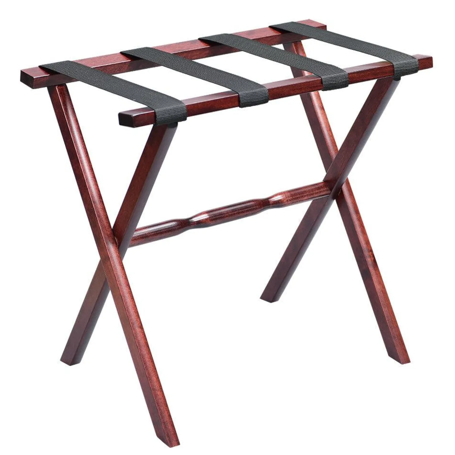 Gatehouse Furniture Luggage Rack - Straight Wood Leg with 4 Nylon Straps
