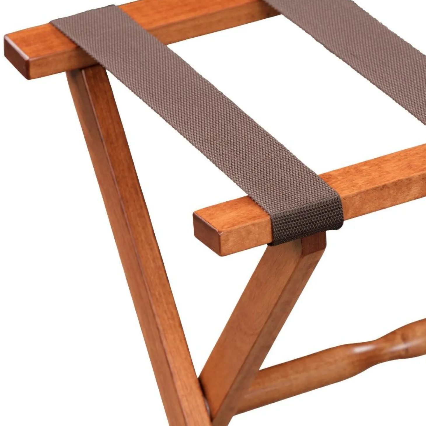 Gatehouse Furniture Luggage Rack - Straight Wood Leg with 4 Nylon Straps