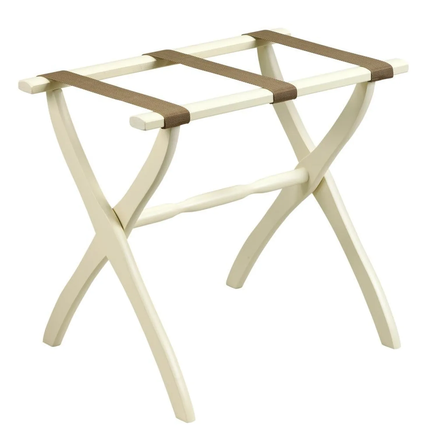 Gatehouse Furniture Luggage Rack - Contour Wood Leg with 3 Nylon Straps