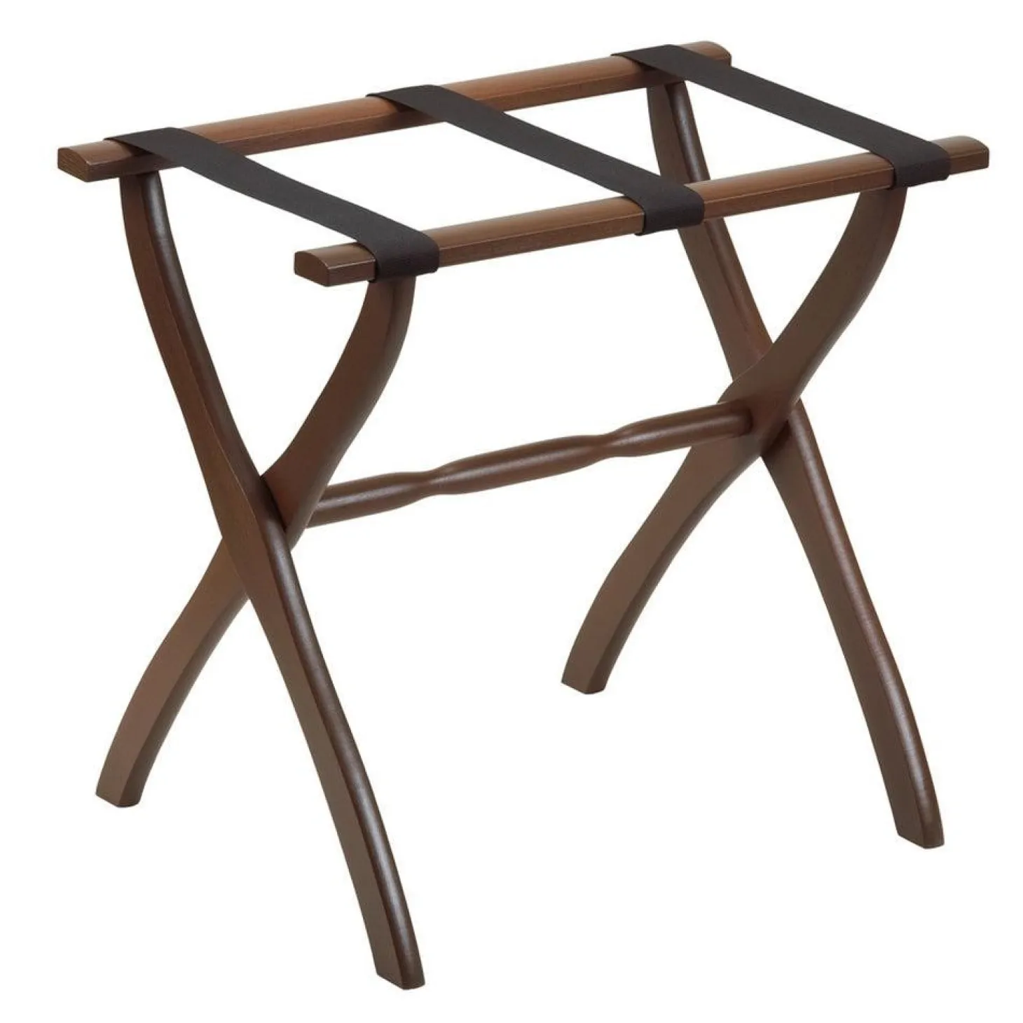 Gatehouse Furniture Luggage Rack - Contour Wood Leg with 3 Nylon Straps
