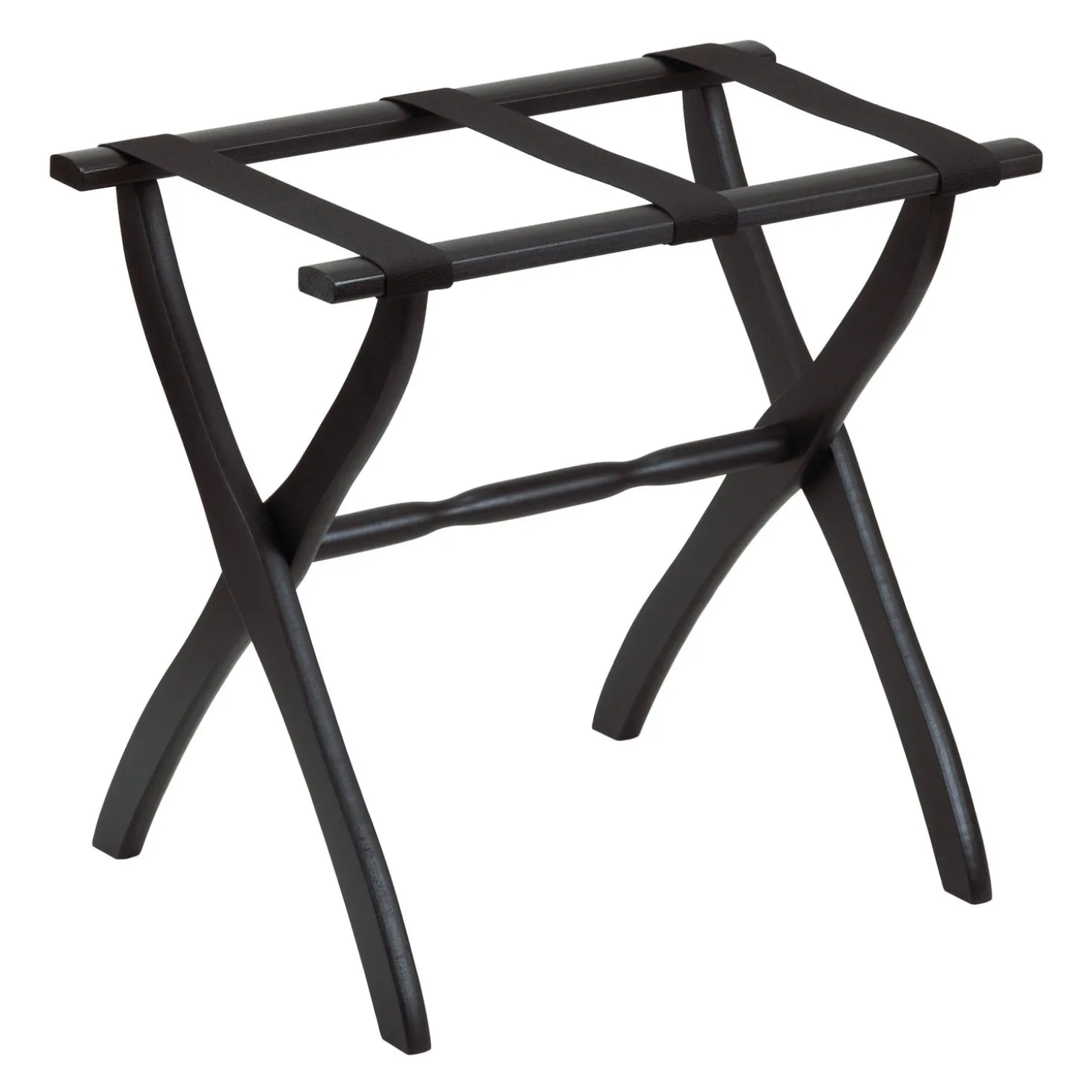 Gatehouse Furniture Luggage Rack - Contour Wood Leg with 3 Nylon Straps