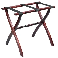 Gatehouse Furniture Luggage Rack - Contour Wood Leg with 3 Nylon Straps