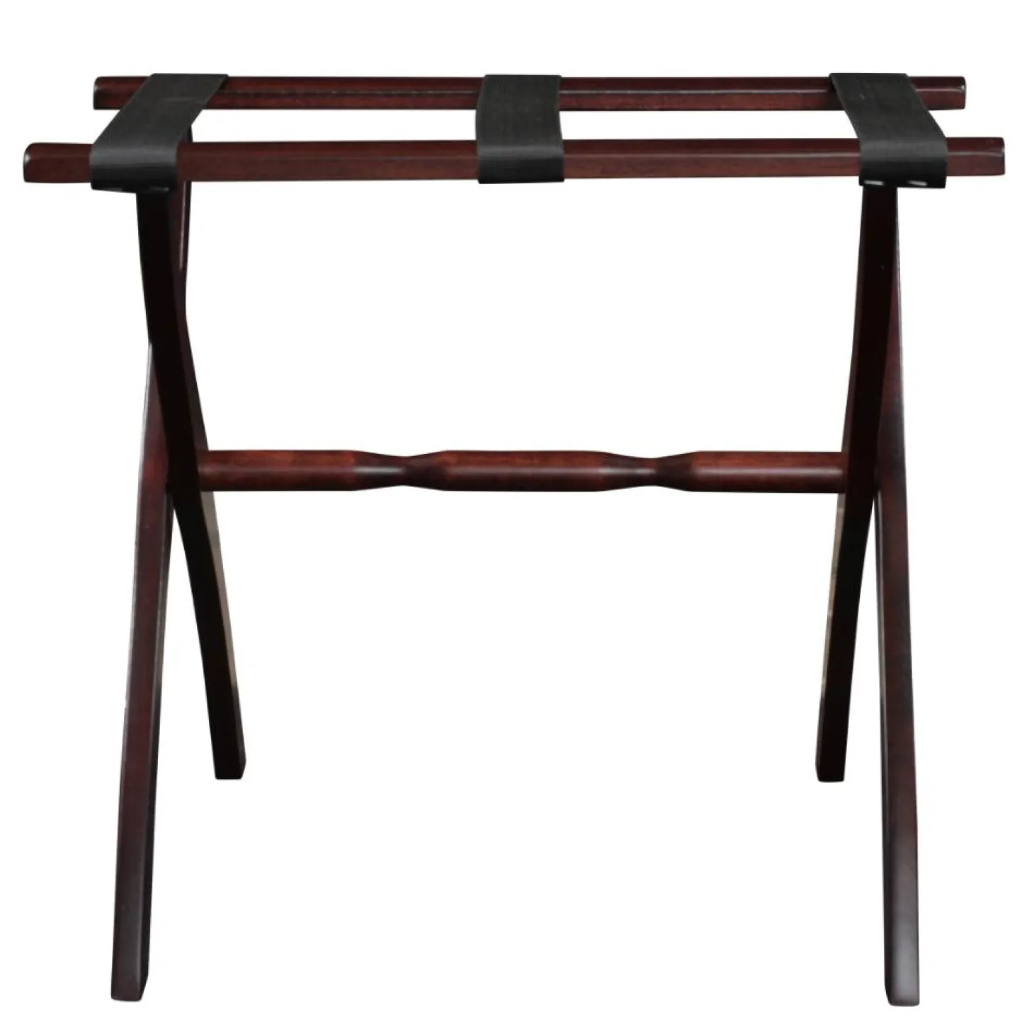 Gatehouse Furniture Luggage Rack - Contour Wood Leg with 3 Nylon Straps