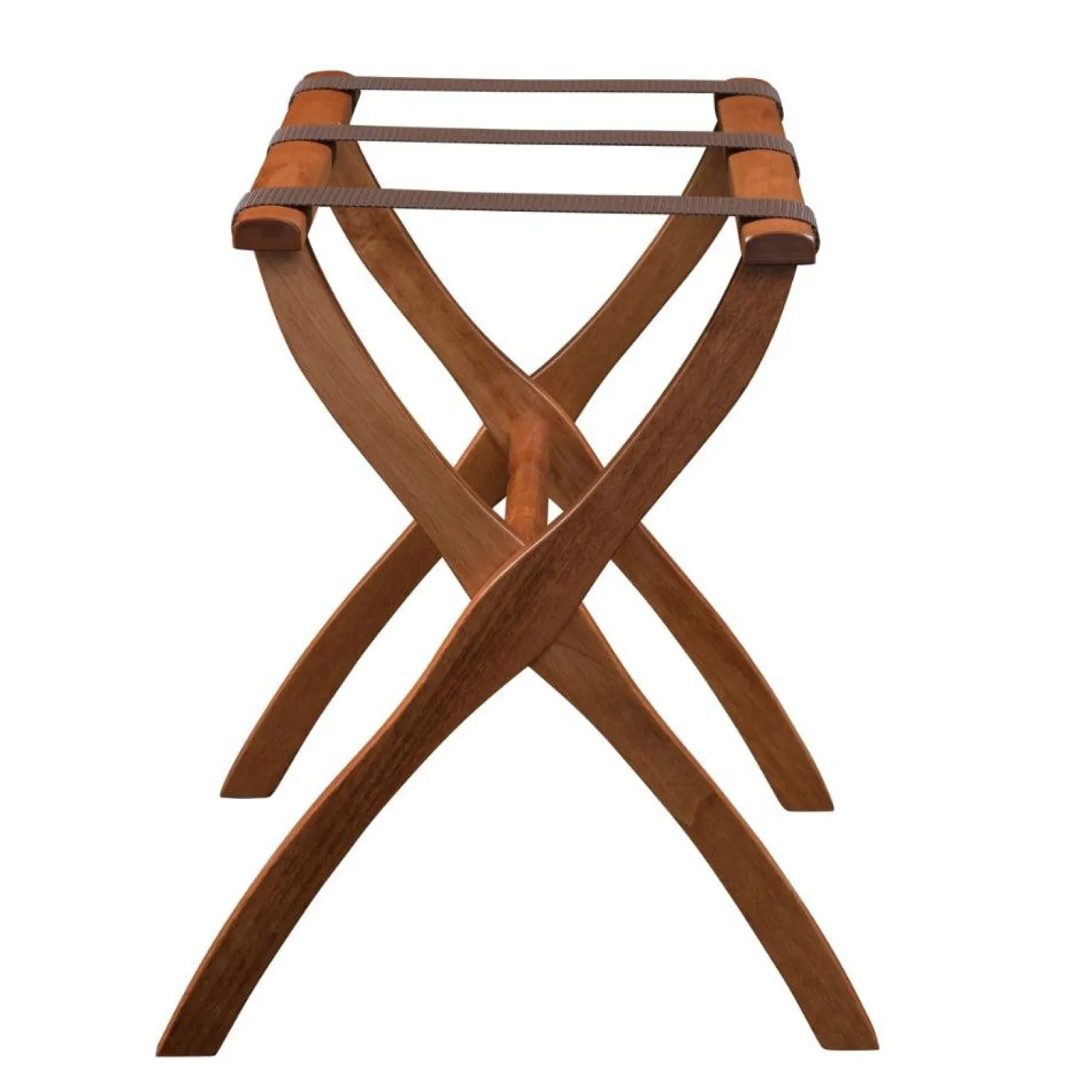 Gatehouse Furniture Luggage Rack - Contour Wood Leg with 3 Nylon Straps