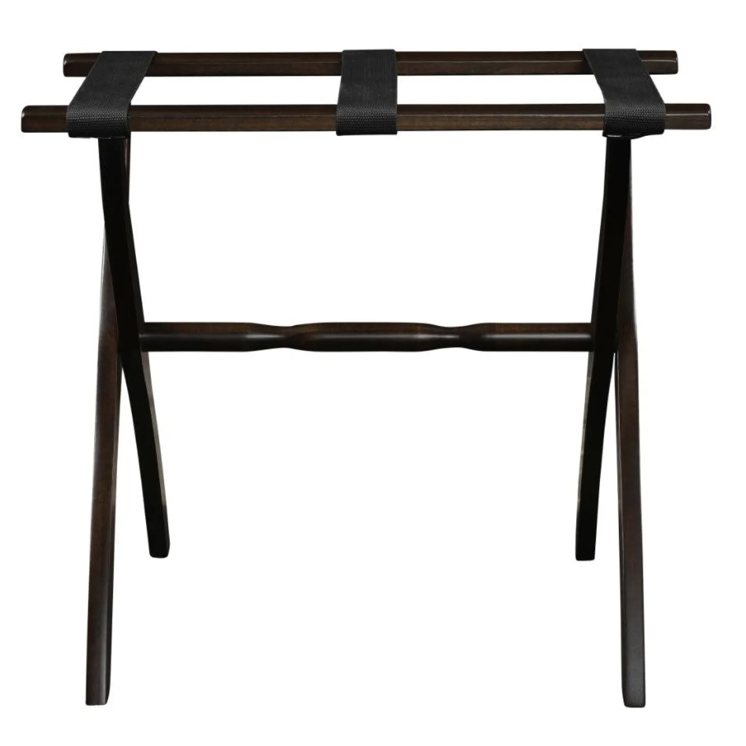 Gatehouse Furniture Luggage Rack - Contour Wood Leg with 3 Nylon Straps