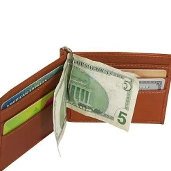 Piel Leather Bi-Fold Money Clip Wallet