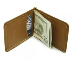Piel Leather Bi-Fold Money Clip W/Id Window