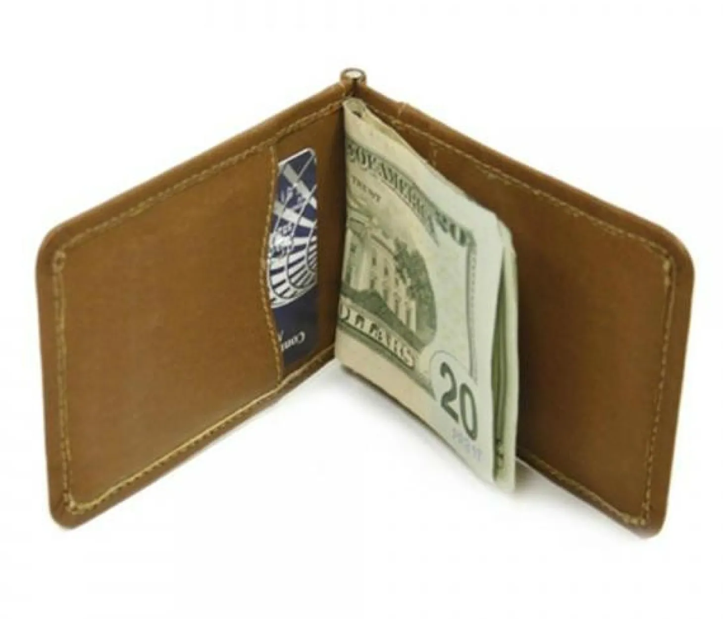 Piel Leather Bi-Fold Money Clip W/Id Window