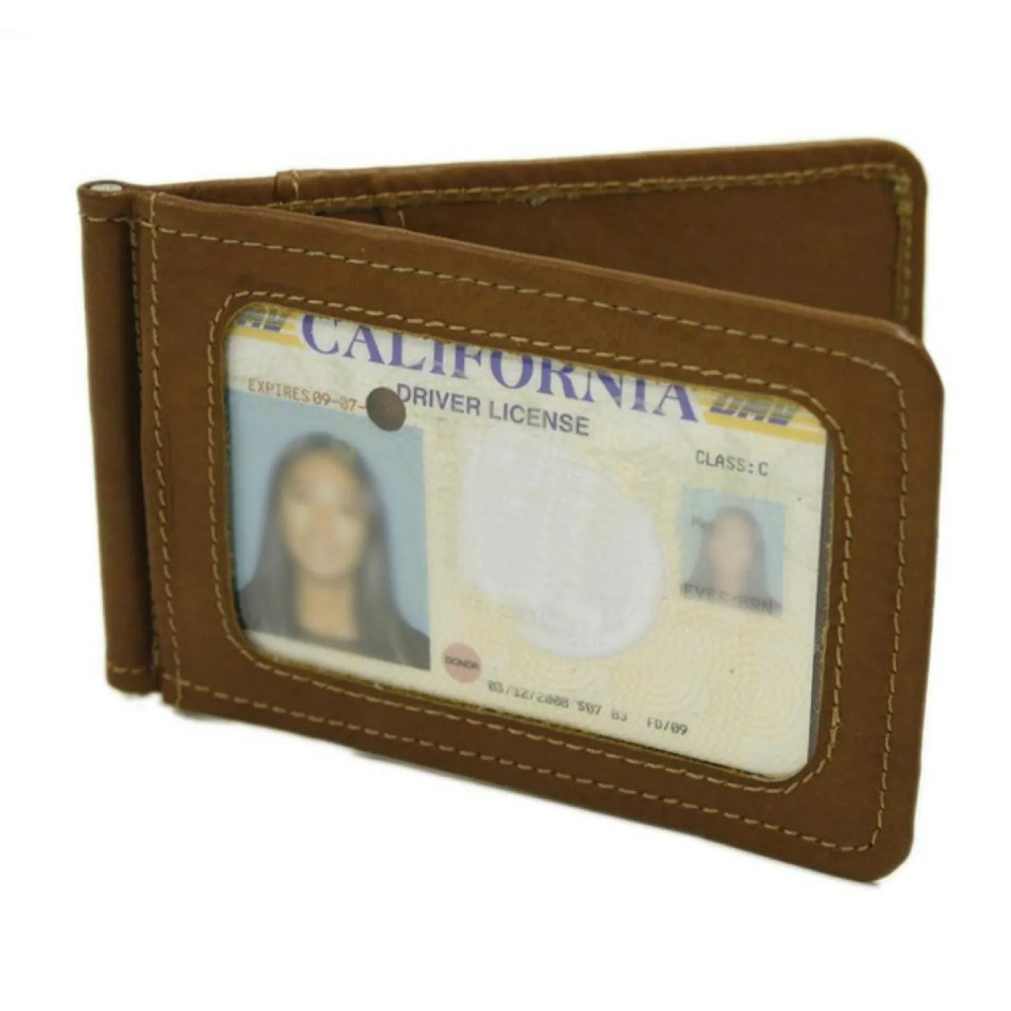 Piel Leather Bi-Fold Money Clip W/Id Window