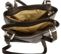 Piel Leather Double Compartment Shoulder Bag