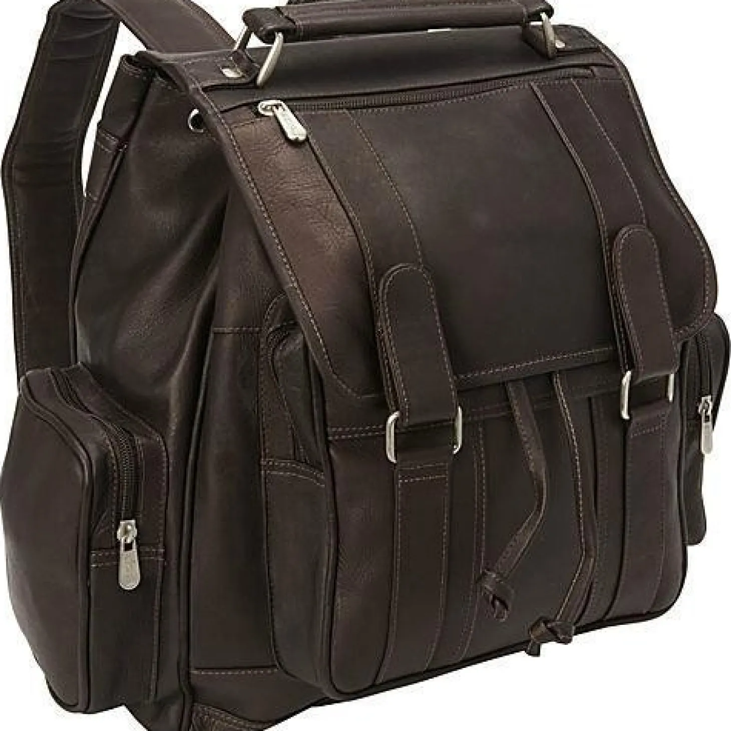 Piel Leather Double Loop Flap-Over Laptop Backpack