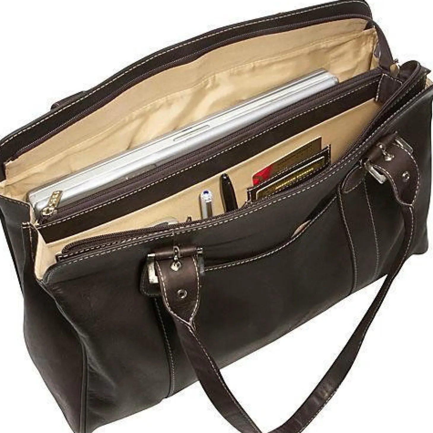 Piel Leather Ladies Buckle Laptop Tote