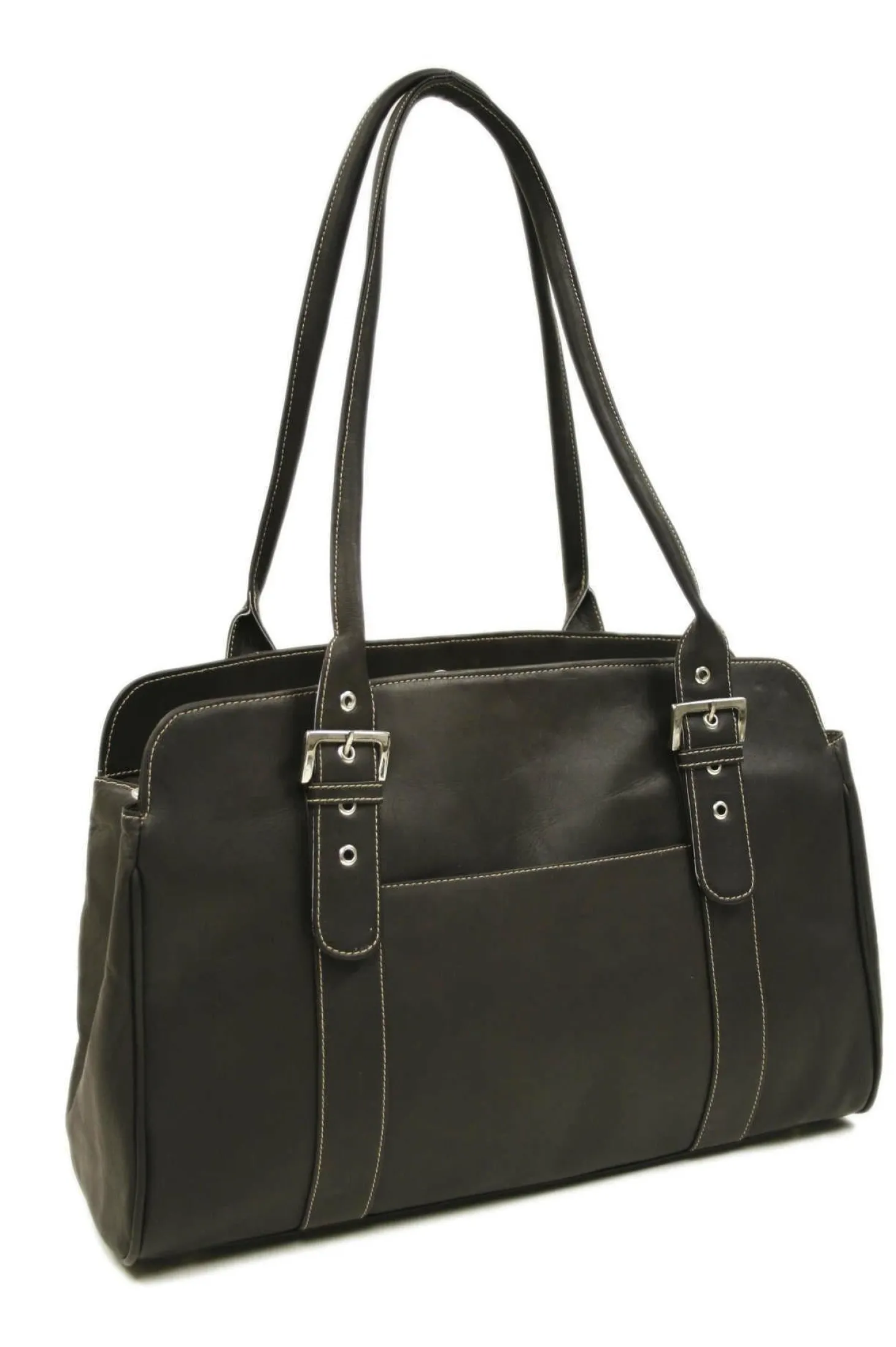 Piel Leather Ladies Buckle Laptop Tote