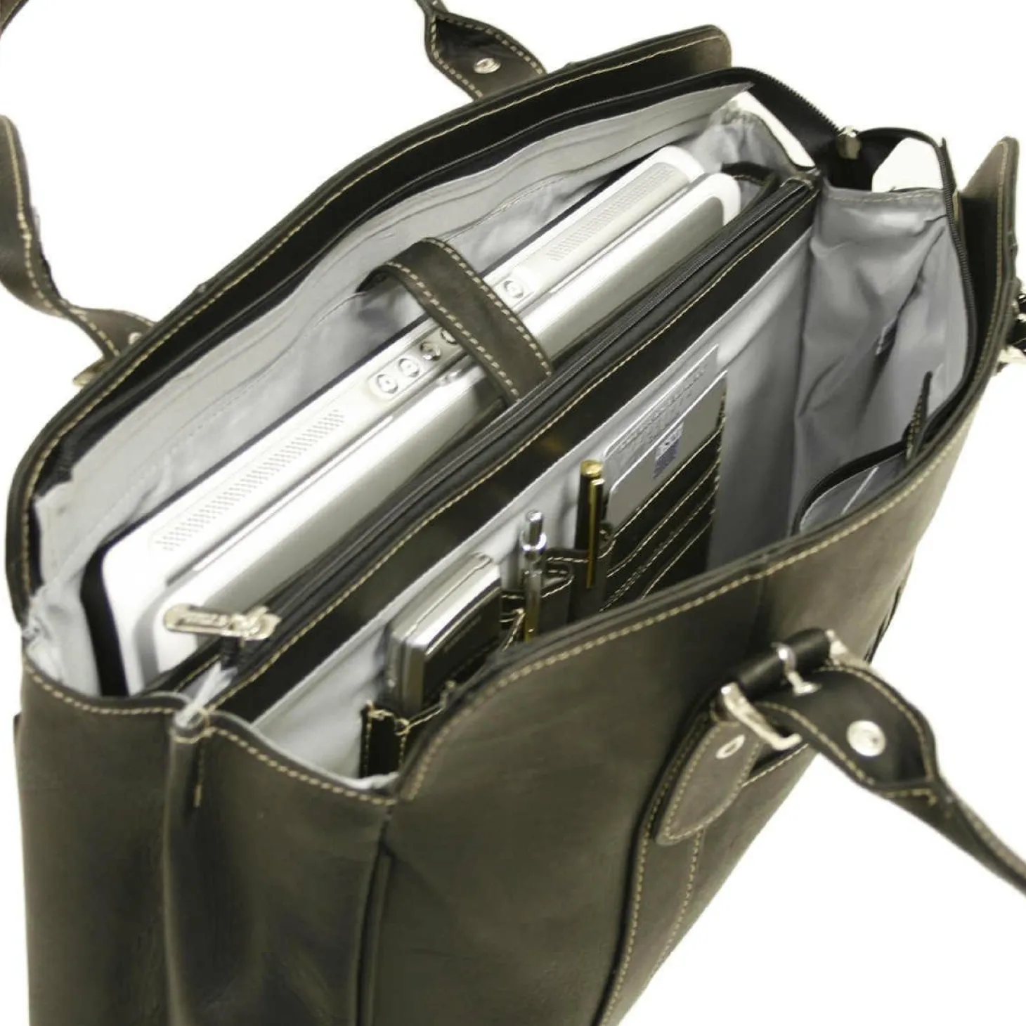 Piel Leather Ladies Buckle Laptop Tote