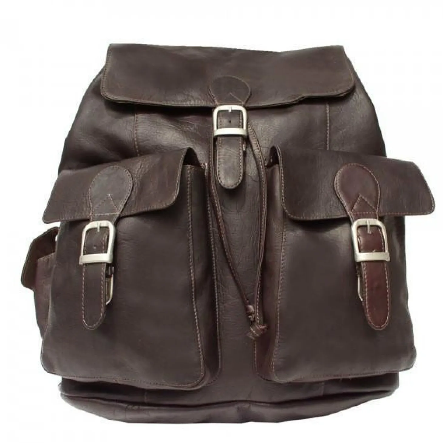Piel Leather Large Buckle-Flap Backpack