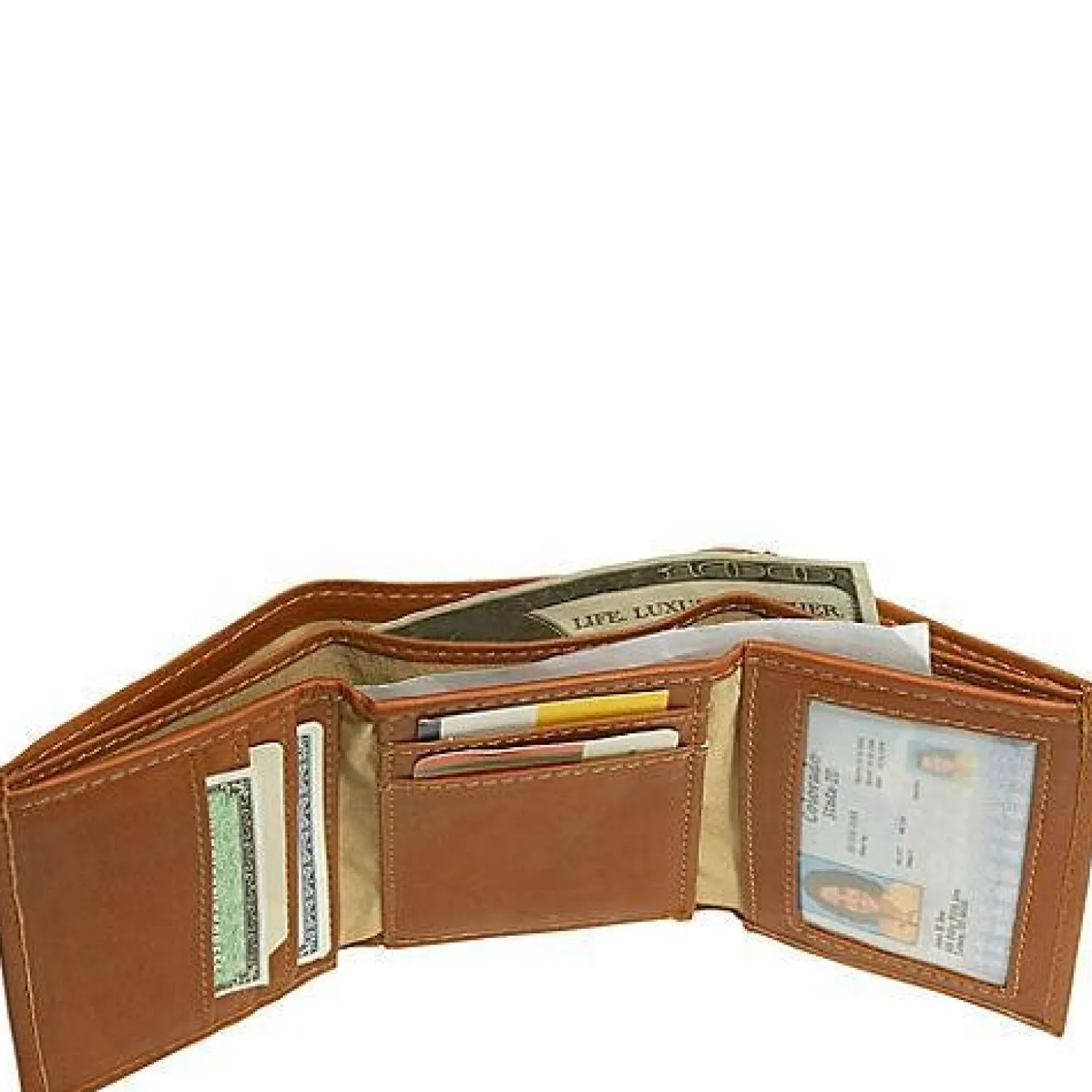 Piel Leather Large Tri-Fold Wallet