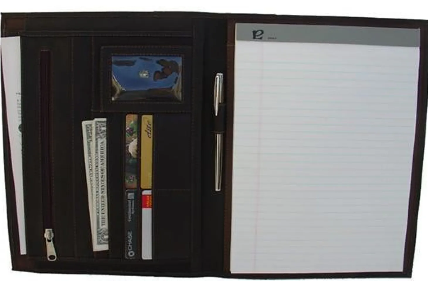 Piel Leather Letter-Size Padfolio with Organizer