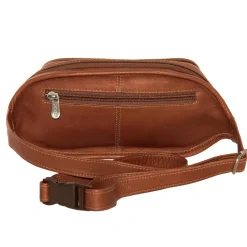 Piel Leather Multi-Zip Oval Waist Bag
