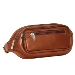 Piel Leather Multi-Zip Oval Waist Bag