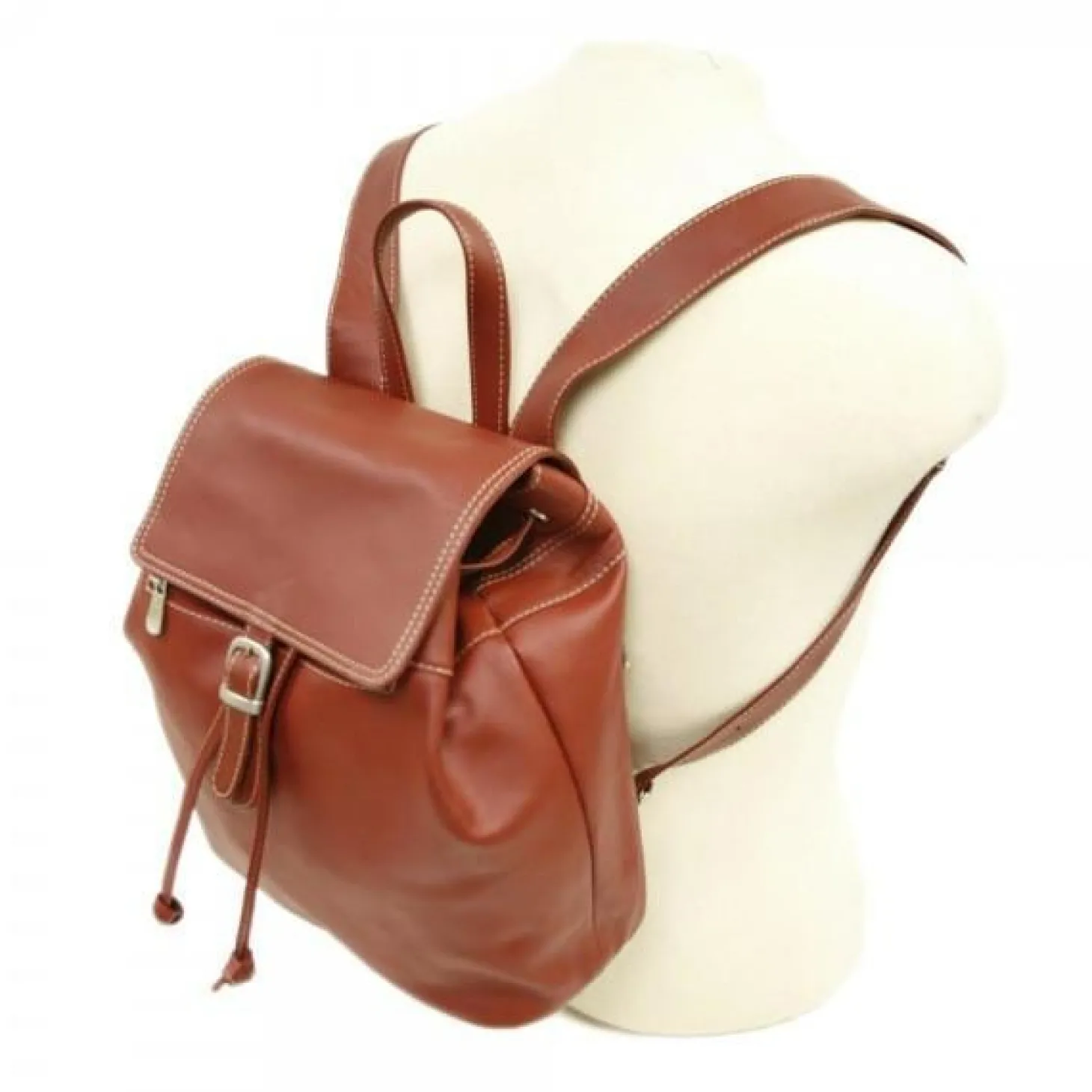 Piel Leather Top Flap Drawstring Backpack